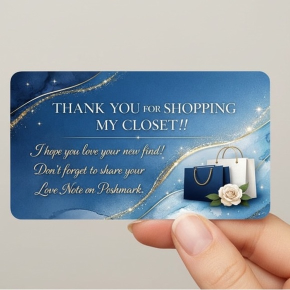 Stickeraft Other - 50 Elegant Blue Thank You Cards for Small Business | Poshmark Closet Inserts new